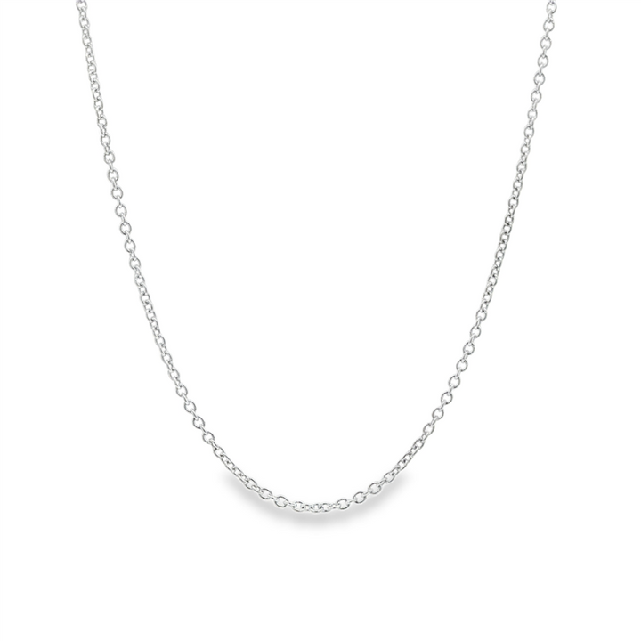 18K White Gold Adjustable Rolo Chain – 1.3mm, 16–18", approx. 3.2g