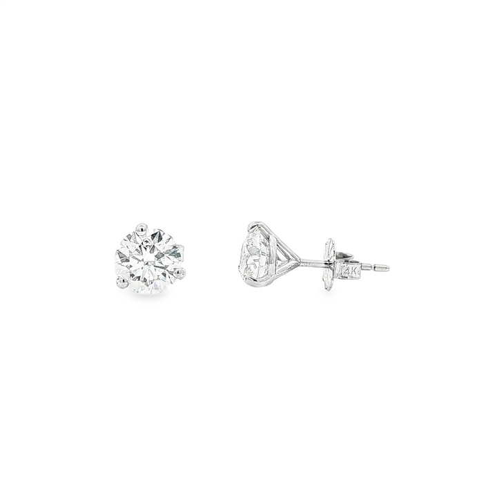 14K White Gold Natural Diamond Martini Stud Earrings – 2.25ctw I/SI2 (GIA Certified)