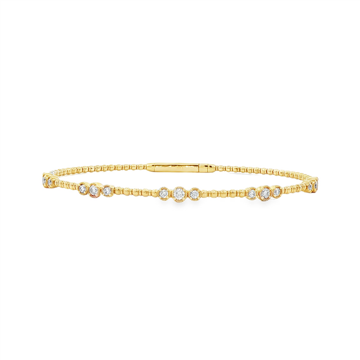 14K Yellow Gold Three-Bezel Diamond Flexi Bracelet – 0.50ctw.