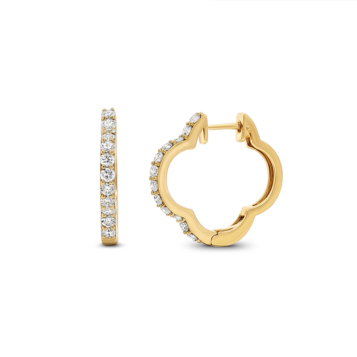 18K Yellow Gold Clover Hoop Earrings – 0.86ctw.