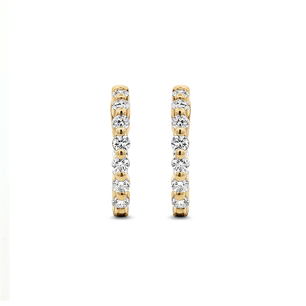 14K Yellow Gold Inside-Out Lab Diamond Hoop Earrings – 1.23ctw.