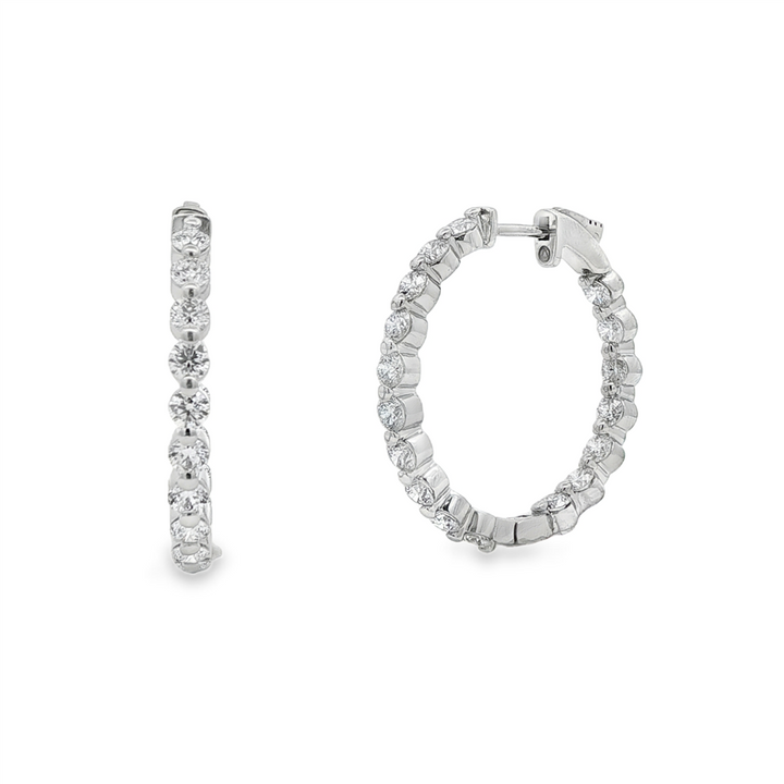 14K White Gold 27mm Inside-Out Lab Grown Diamond Hoop Earrings – 3.01ctw.