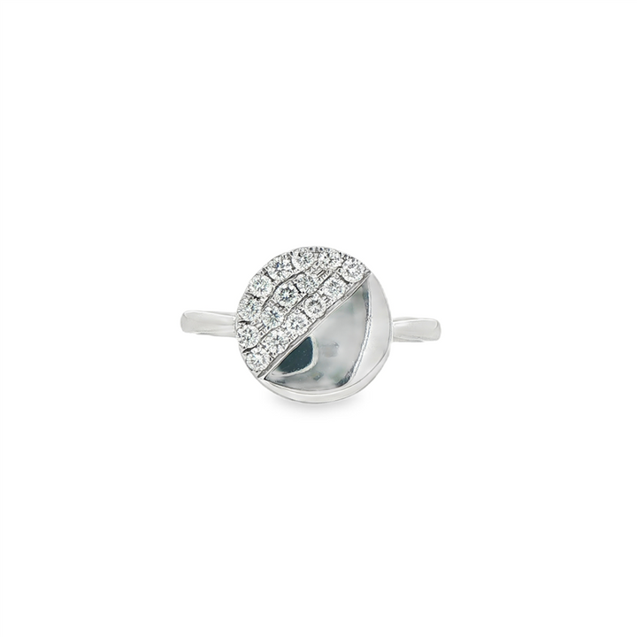 14K White Gold Half Diamond Circle Ring – 0.30ctw.
