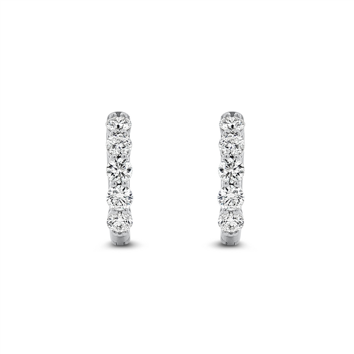 18K White Gold Natural Diamond Hoop Earrings – 1.07ctw, 16x3.1mm, 5.2g