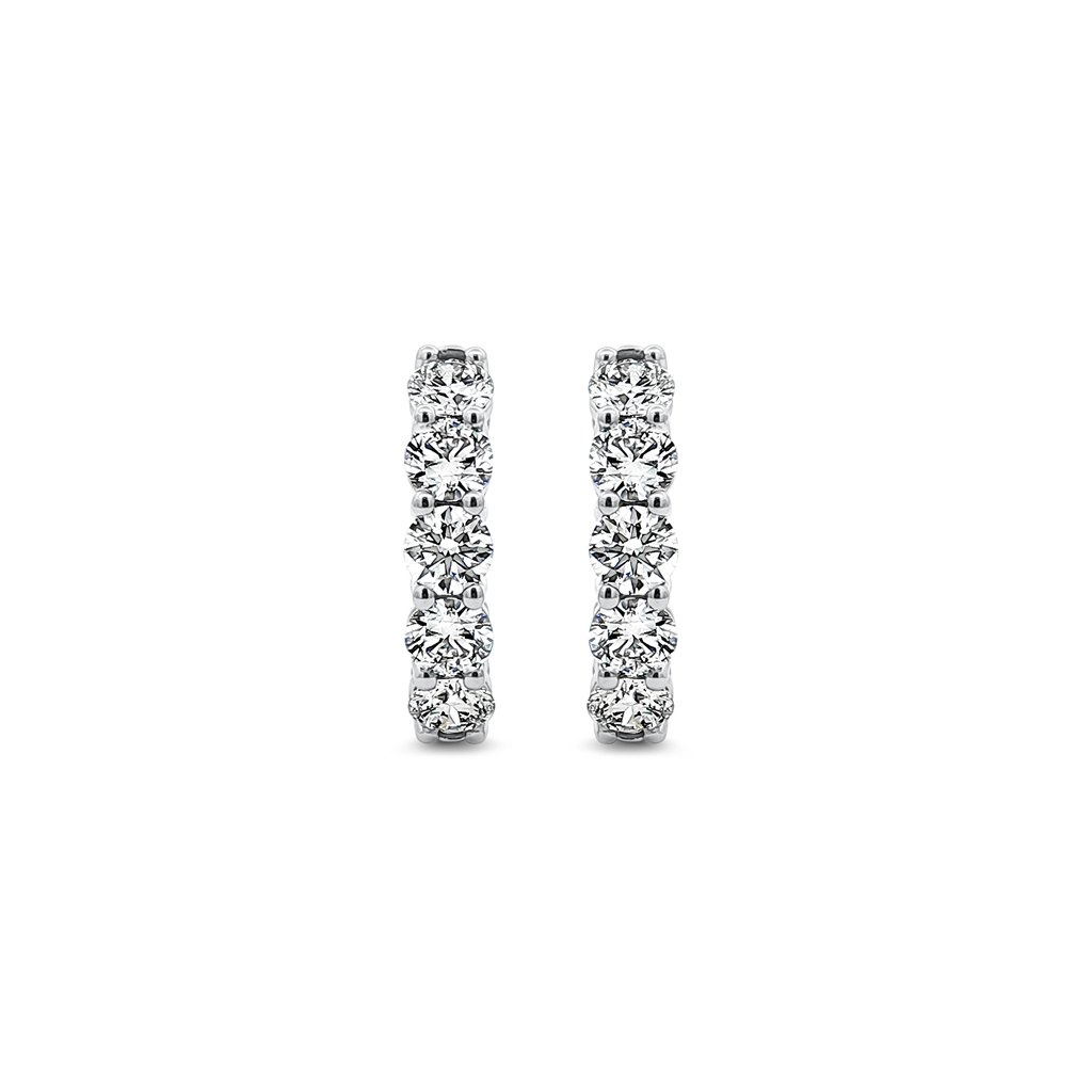 14K White Gold 19mm Lab Grown Diamond Hinged Hoop Earrings – 2.43ctw.