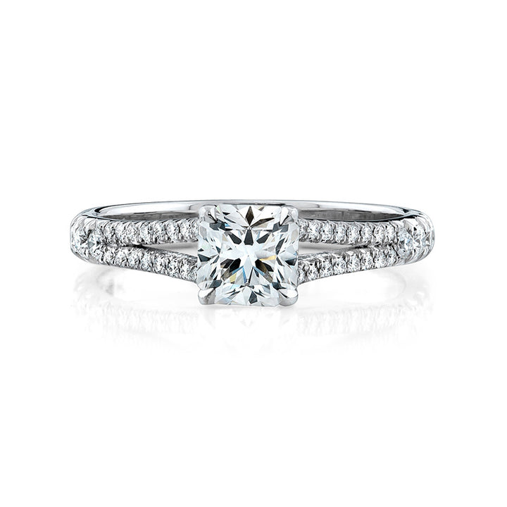 18k white Gold - Split Shank Diamond Engagement Ring Setting