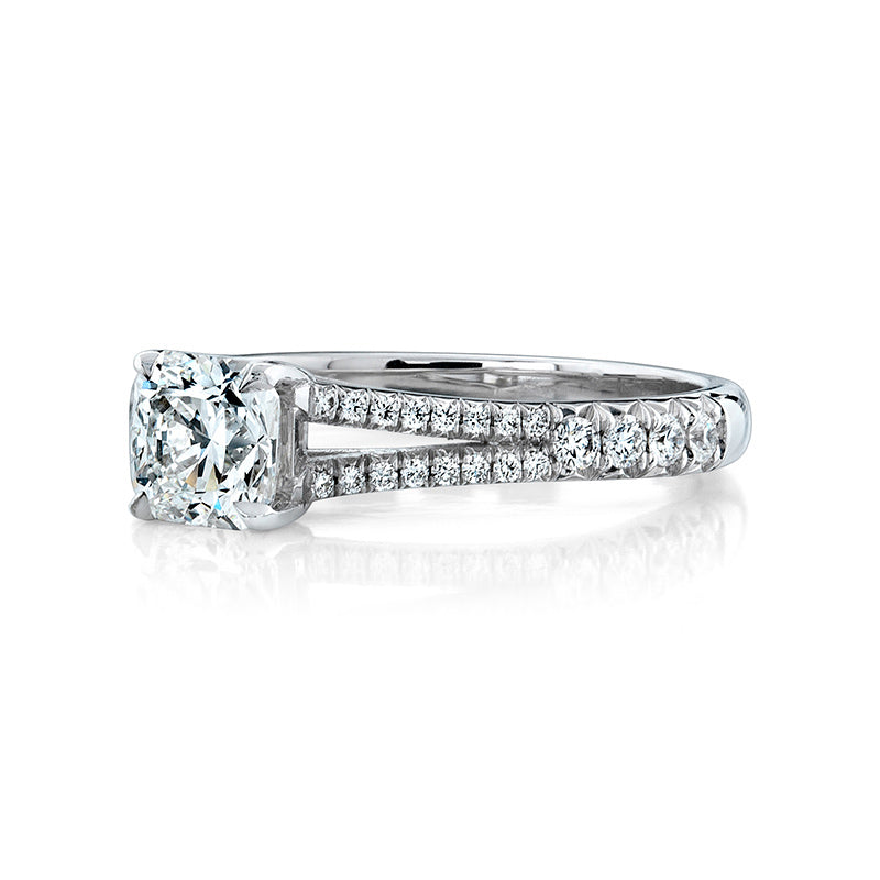 18k white Gold - Split Shank Diamond Engagement Ring Setting