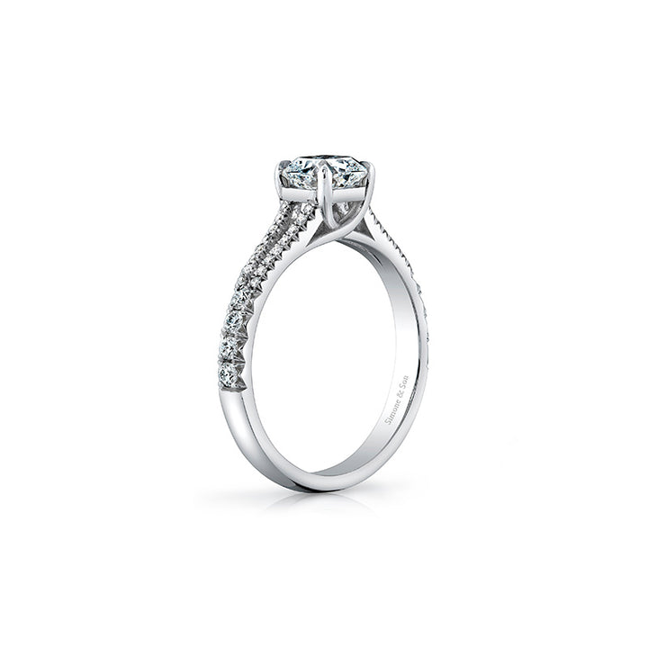 18k white Gold - Split Shank Diamond Engagement Ring Setting