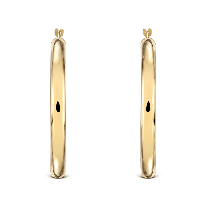 14K Yellow Gold Light Hoop Earrings (4x30mm)