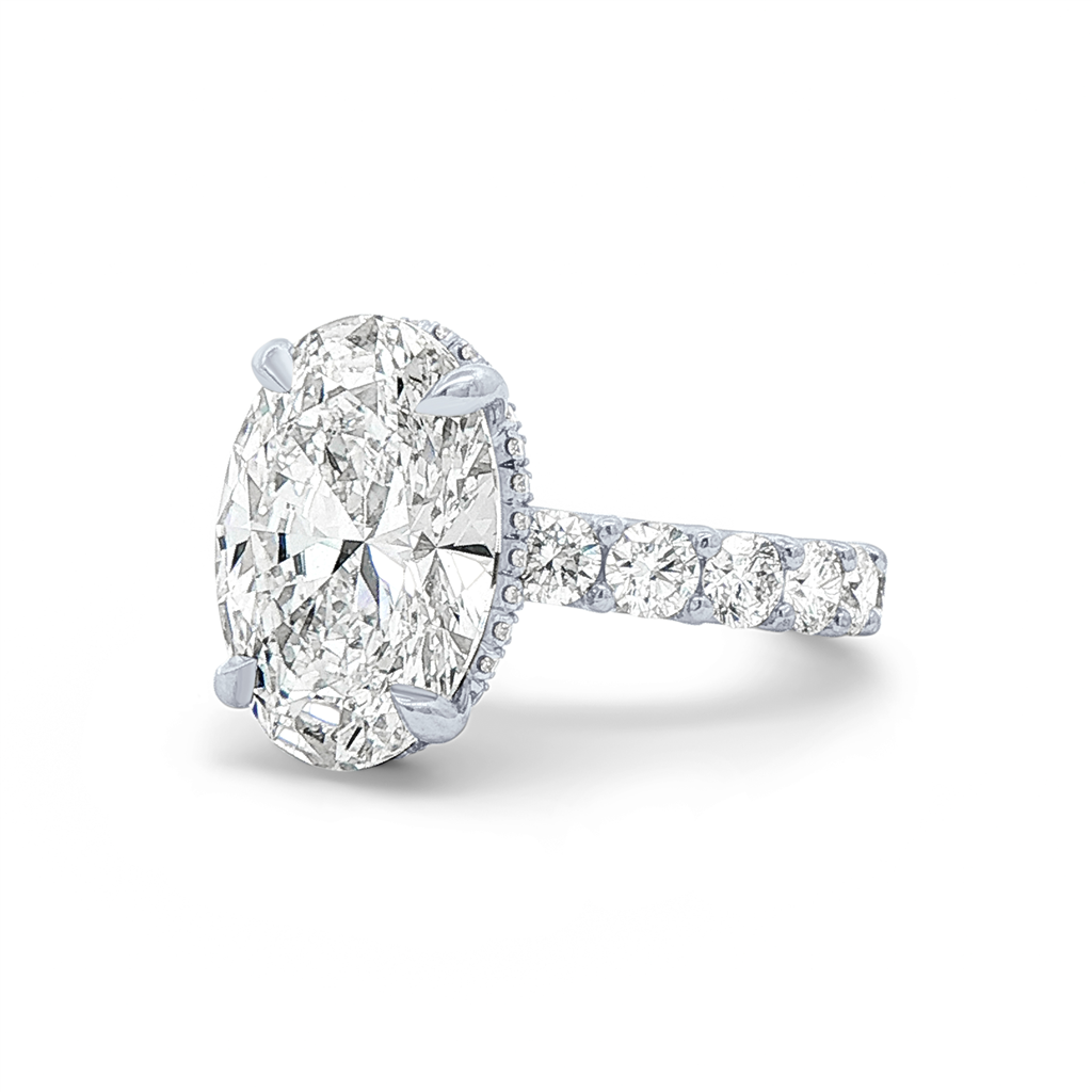 Platinum U-Prong Hidden Halo Lab Grown Diamond Semi-Mount Engagement Ring