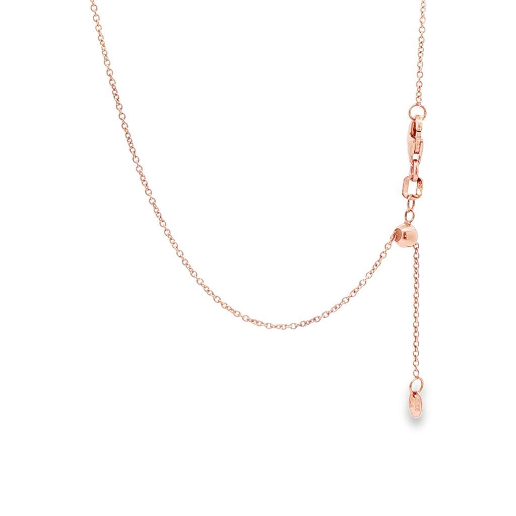 14K Rose Gold 1.2mm Adjustable Slider Rolo Chain - 20"