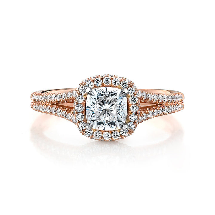 14k Rose Gold - Cushion Diamond Infinity Halo Engagement Ring Setting