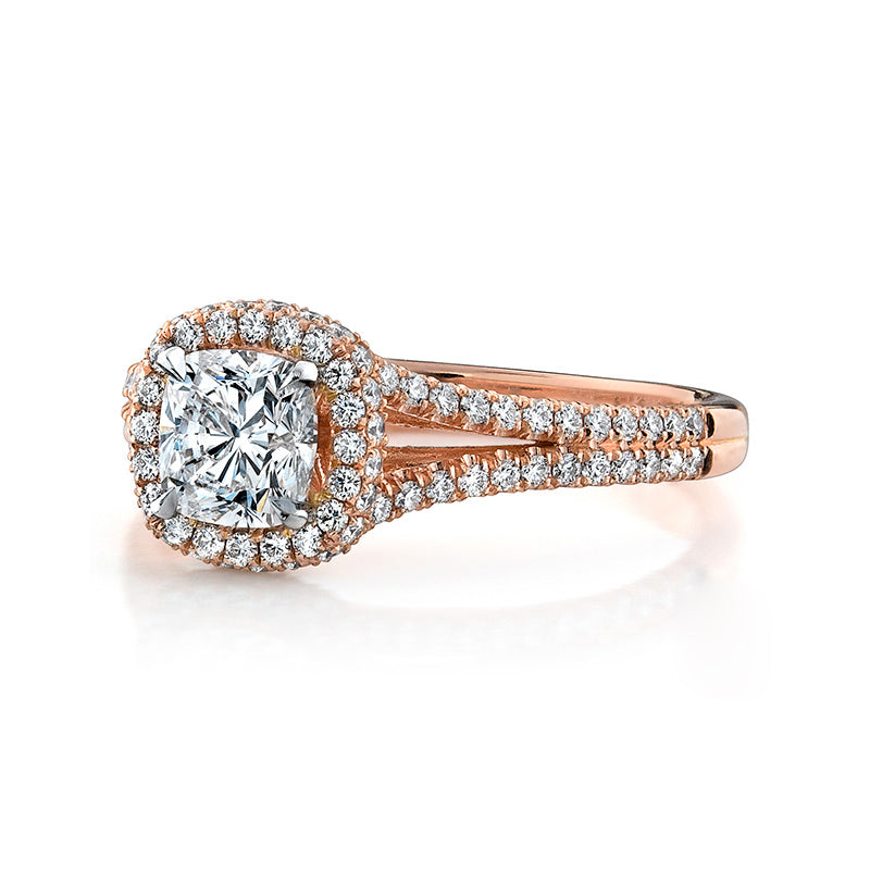 14k Rose Gold - Cushion Diamond Infinity Halo Engagement Ring Setting