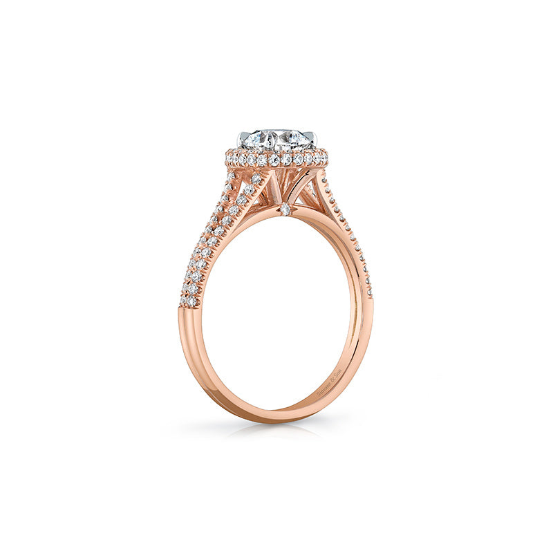 14k Rose Gold - Cushion Diamond Infinity Halo Engagement Ring Setting