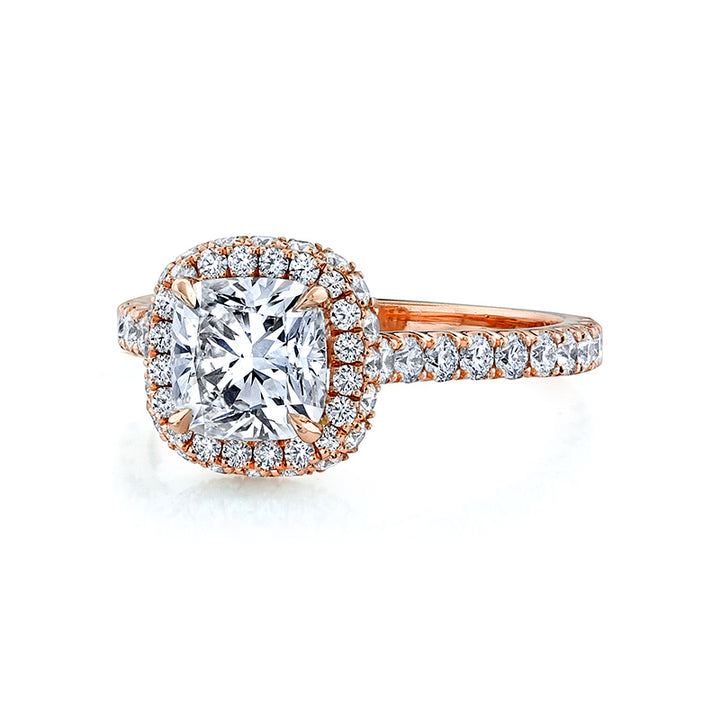 14k Rose Gold - Cushion Diamond Infinity Halo Engagement Ring Setting