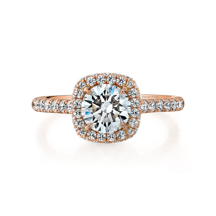 14k Rose Gold - Diamond Infinity Halo Engagement Ring Setting