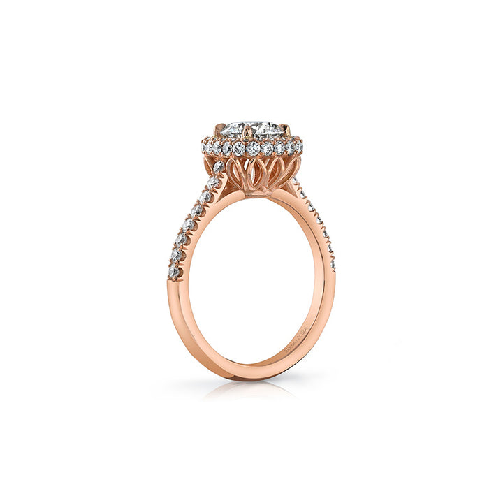 14k Rose Gold - Diamond Infinity Halo Engagement Ring Setting