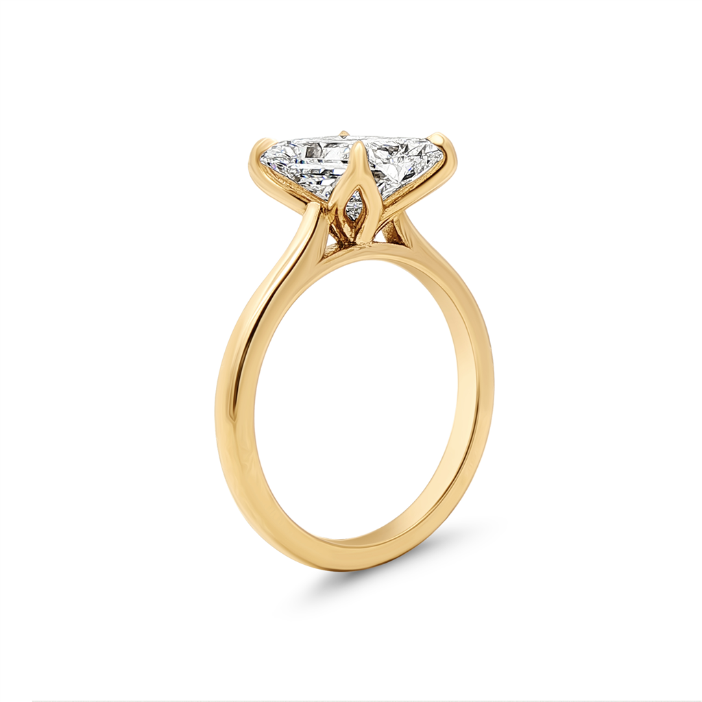 14K Yellow Gold Tulip Solitaire Semi-Mount Engagement Ring (Radiant)