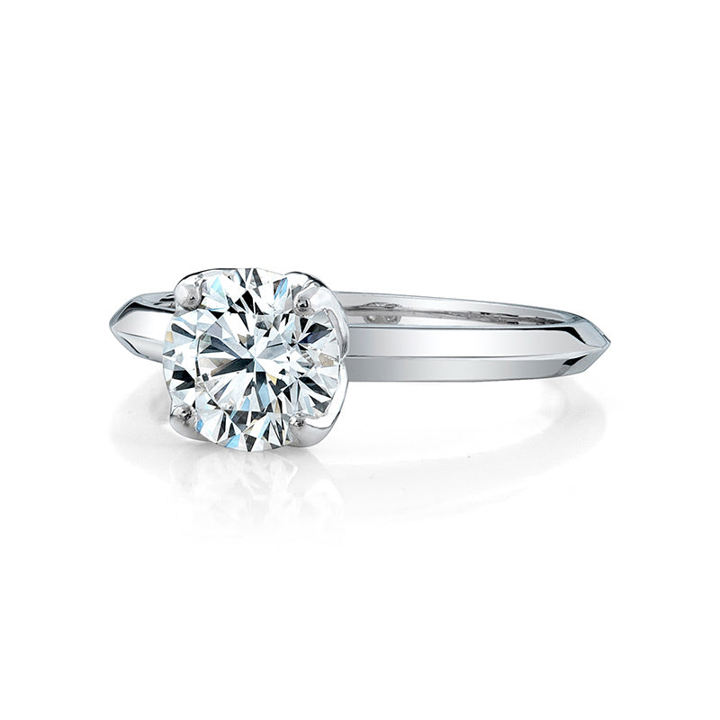 18k White Gold - Knife Edge Solitaire Engagement Ring Setting