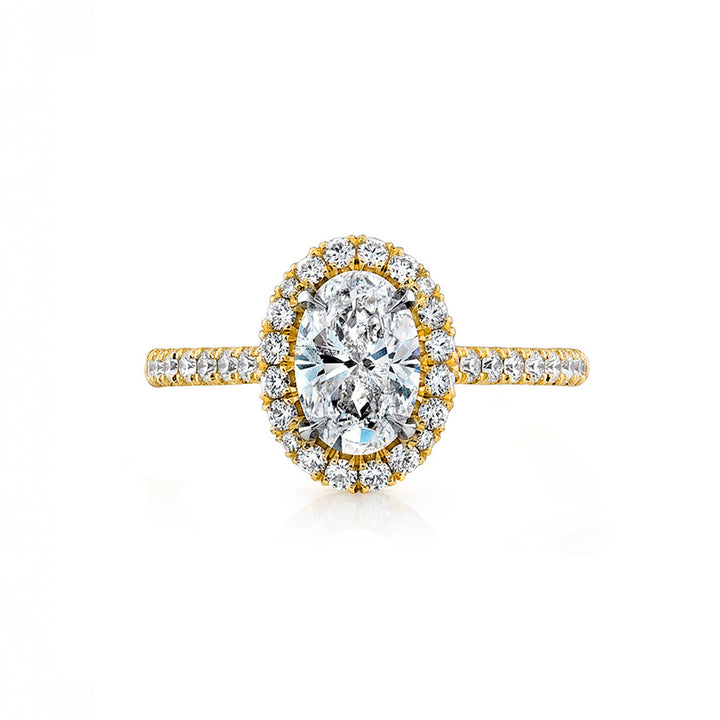 14k Yellow Gold - Classic Micro Pave Diamond Halo Ring Setting