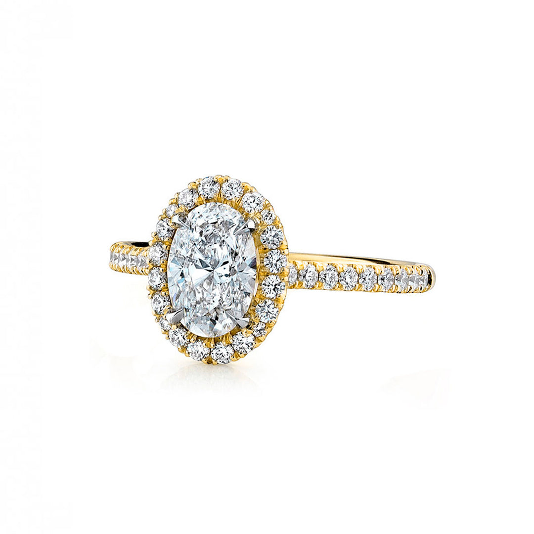 14k Yellow Gold - Classic Micro Pave Diamond Halo Ring Setting