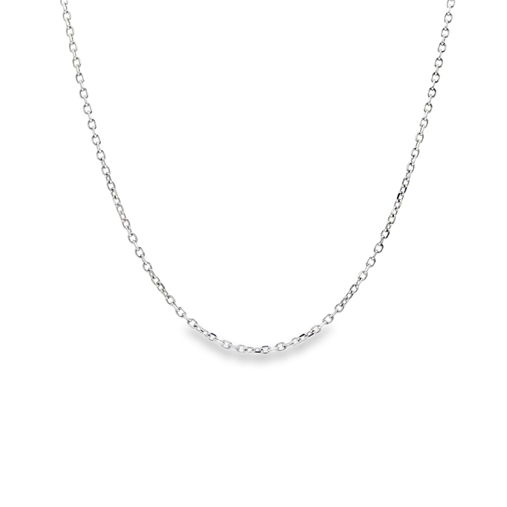 14K White Gold Diamond-Cut Rolo Chain – 1.3mm | 16" | 1.7g
