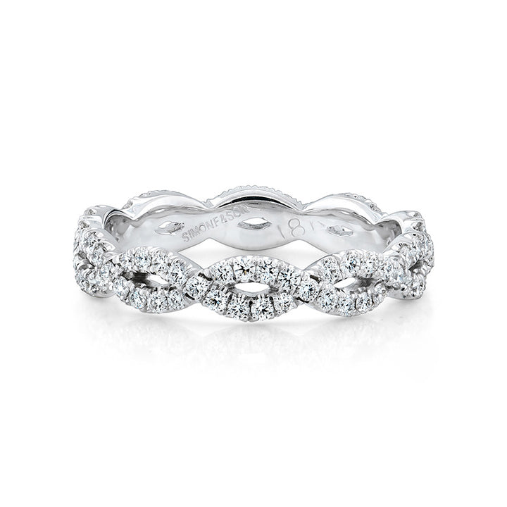 18k White Gold - Multi Twist Diamond Wedding Band .66ctw