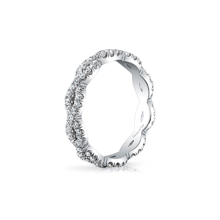 18k White Gold - Multi Twist Diamond Wedding Band .66ctw