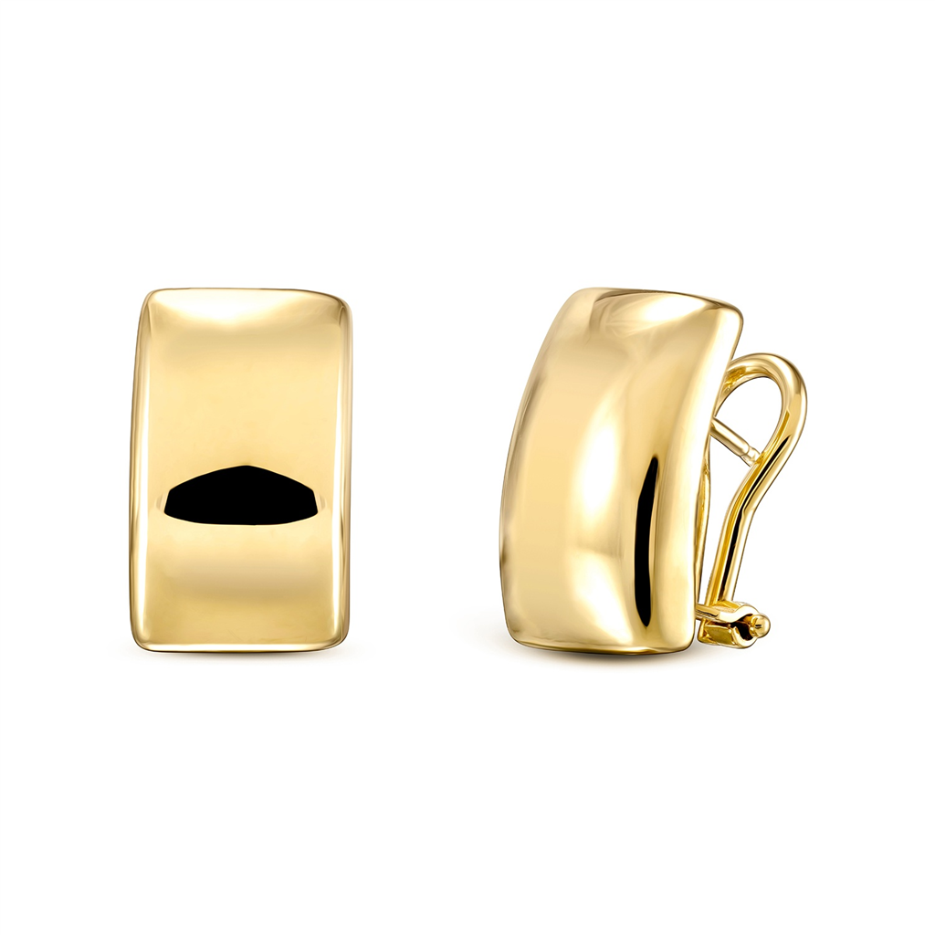 14K Yellow Gold Electroform Square Huggie