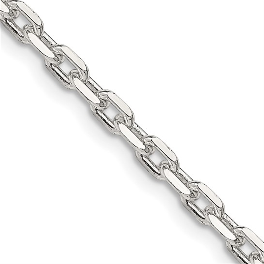 Sterling Silver Beveled Oval Cable Chain – 3.25mm, 20"