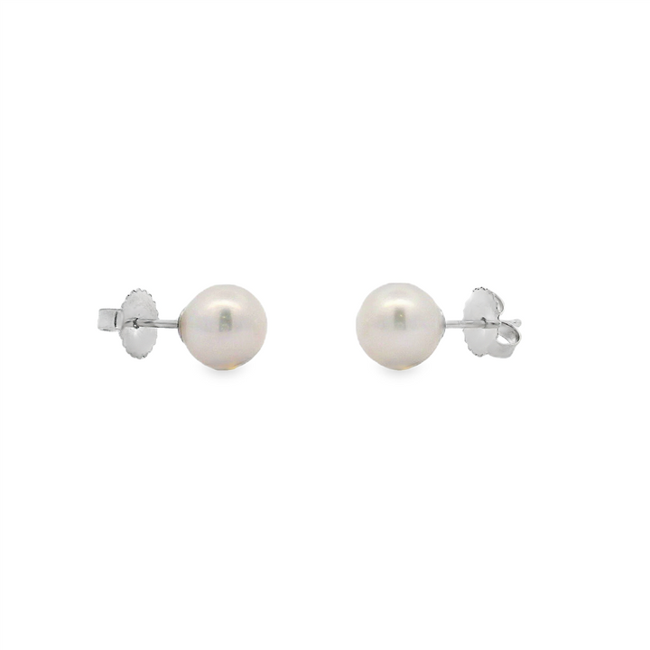 14K White Gold Freshwater Pearl Stud Earrings – 8–8.5mm