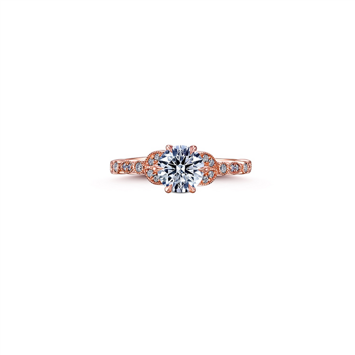 14K Rose Gold Diamond Pave Semi-Mount Engagement Ring 0.28ctw.