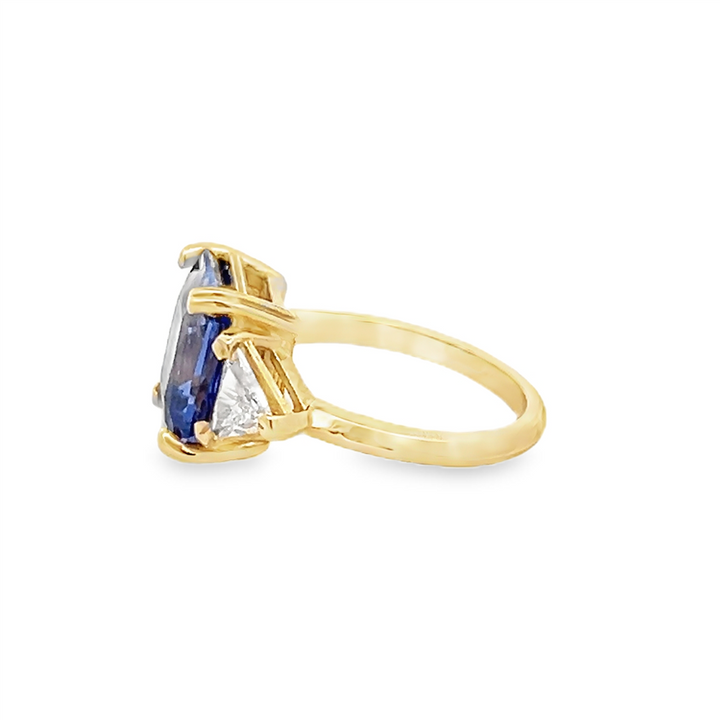 14K Yellow Gold Octagonal Sapphire & Diamond Ring – 5.21ct Sapphire, 0.40ctw Diamonds