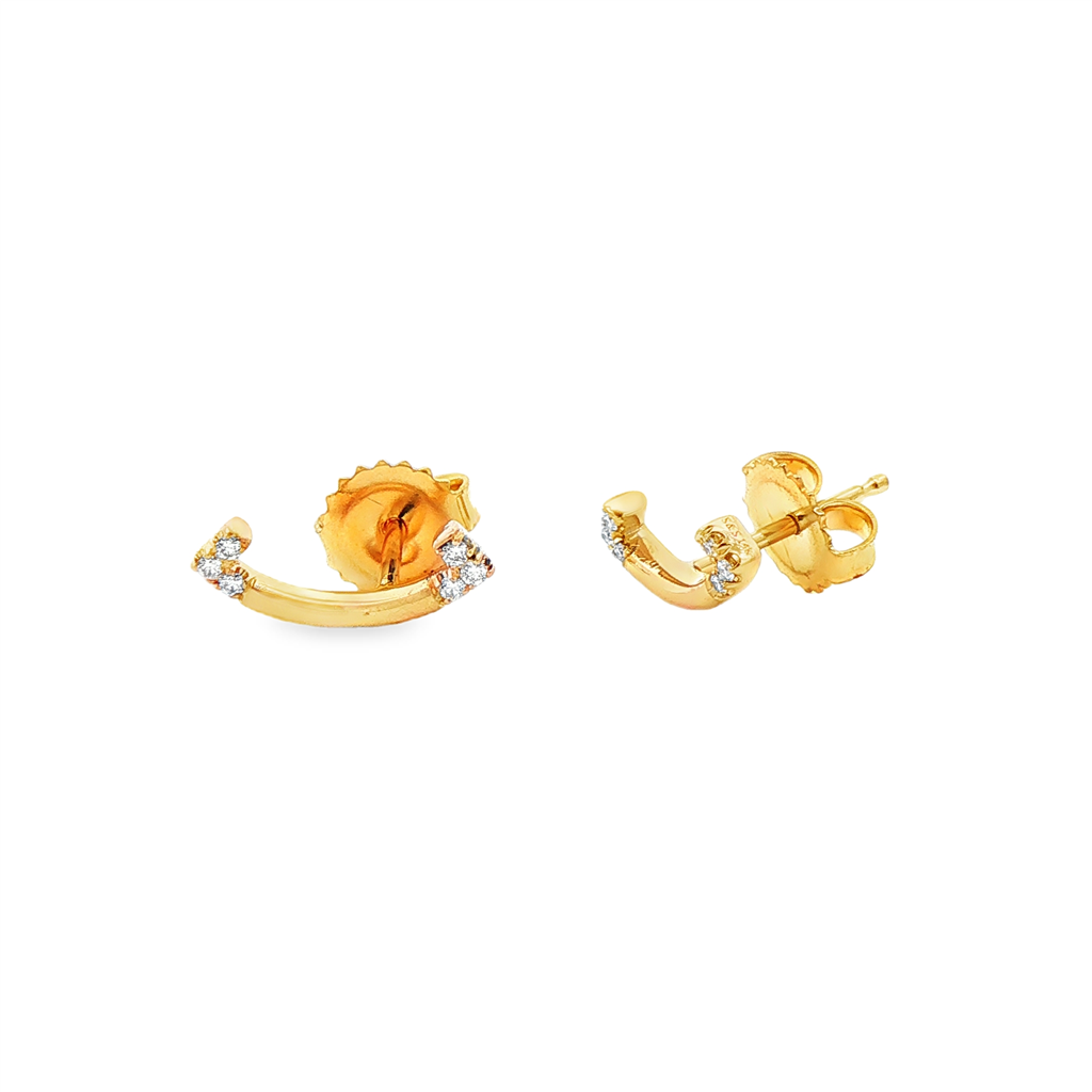 18K Yellow Gold Mini Smile Natural Diamond Stud Earrings – 0.07ctw
