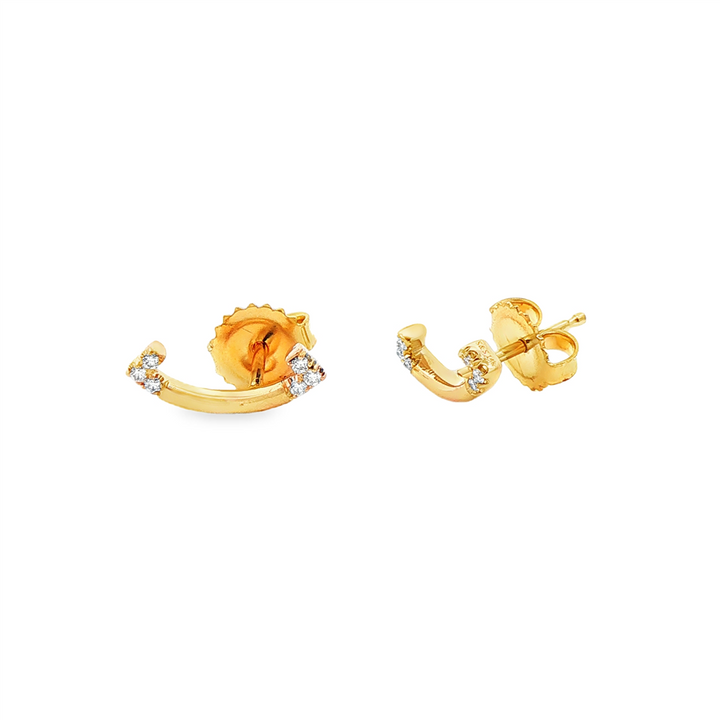 18K Yellow Gold Mini Smile Natural Diamond Stud Earrings – 0.07ctw