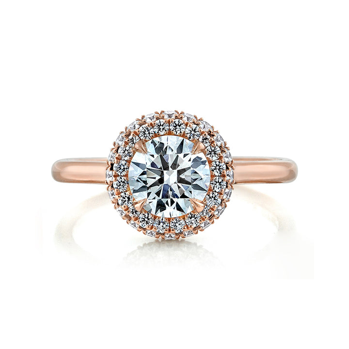 14k Rose Gold - Diamond Infinity Halo Engagement Ring Setting