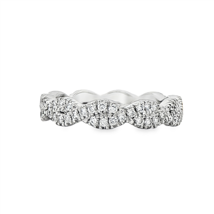 14K White Gold Infinity Twist Diamond Band - 0.48ctw.