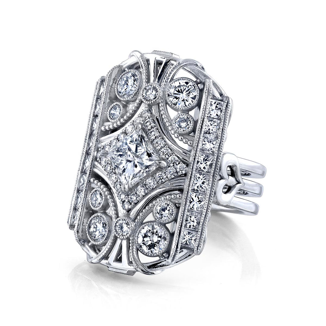 14k White Gold - Princess Byzantine Ring