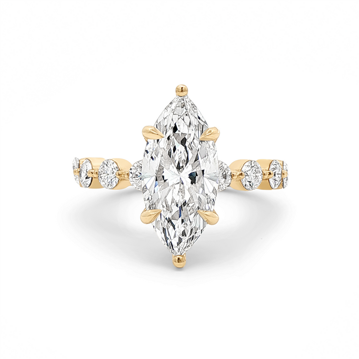 14K Yellow Gold Bubble Lab Grown Diamond Semi-Mount Engagement Ring (Marquise)