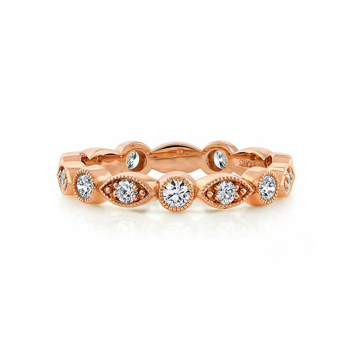 14k Rose Gold - Marquis-Round Diamond Eternity Wedding Band