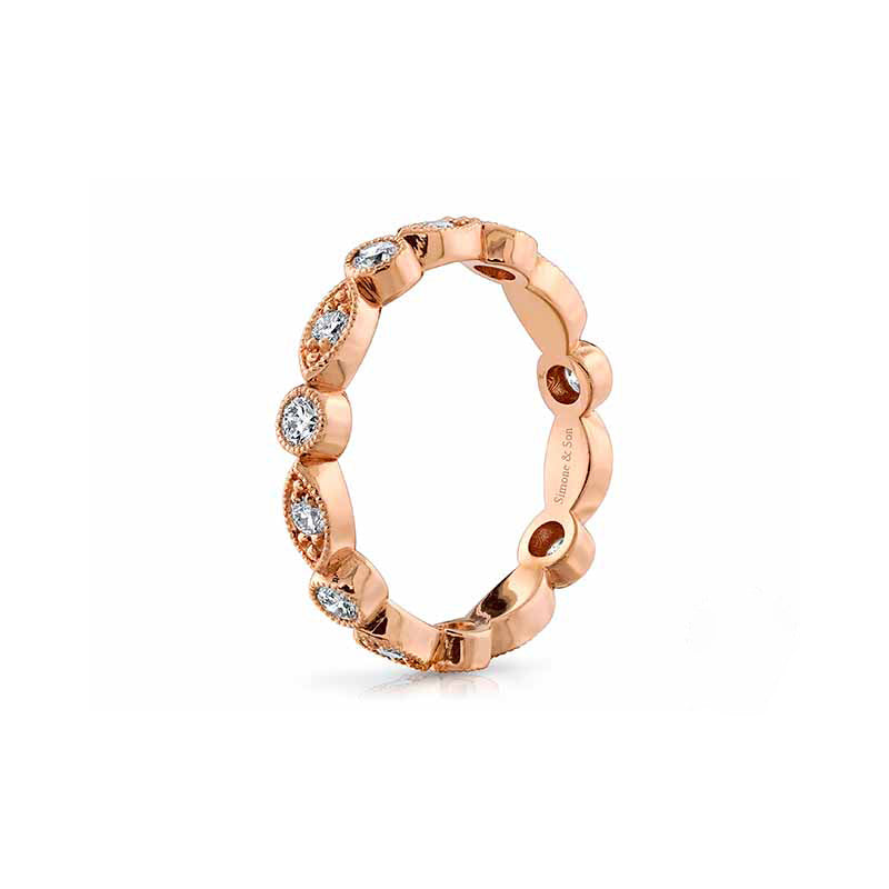 14k Rose Gold - Marquis-Round Diamond Eternity Wedding Band