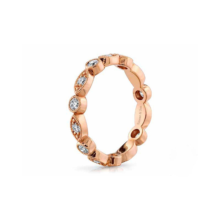 14k Rose Gold - Marquis-Round Diamond Eternity Wedding Band