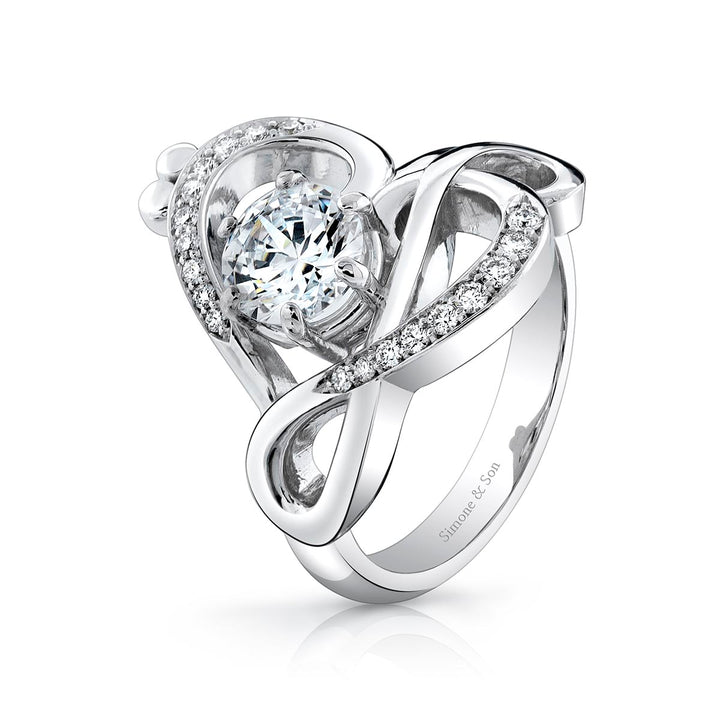 14k White Gold - Treble and Bass Clef Engagement Ring Setting