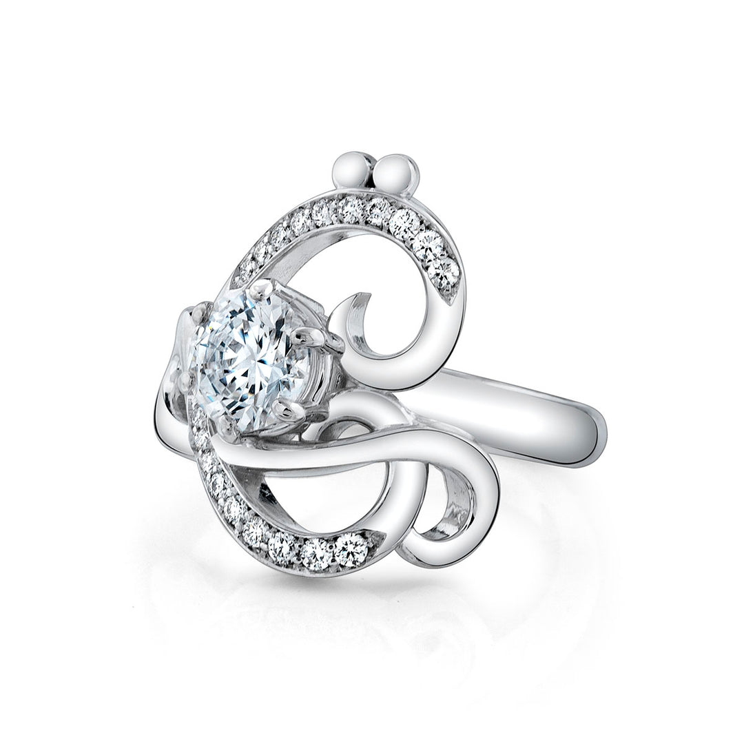 14k White Gold - Treble and Bass Clef Engagement Ring Setting