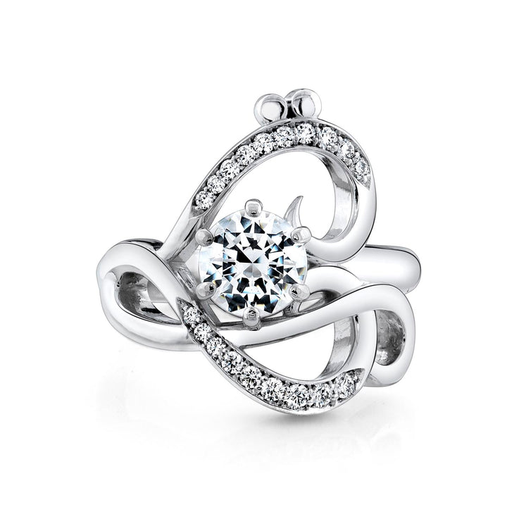 14k White Gold - Treble and Bass Clef Engagement Ring Setting