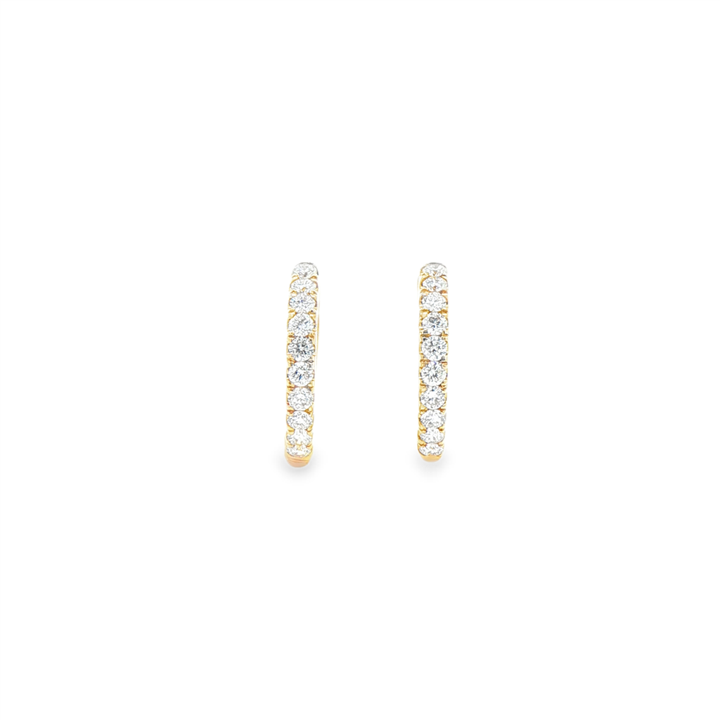 14K Yellow Gold Natural Diamond Huggie Earrings – 12 × 1.8mm, approx. 0.23 CTW, 1.48g