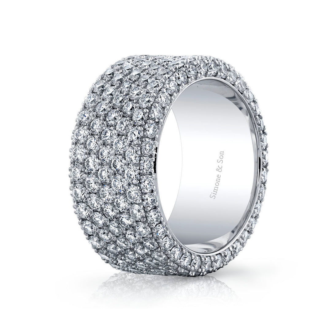 18k White Gold - 7 Row Diamond Wedding Band 5.66ctw