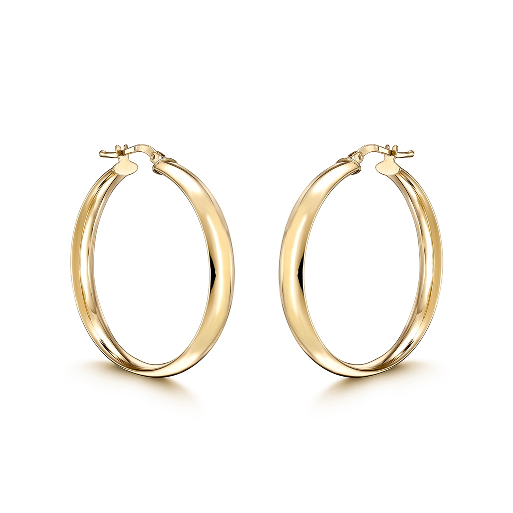 14K Yellow Gold Flat Hoops (30x5mm)