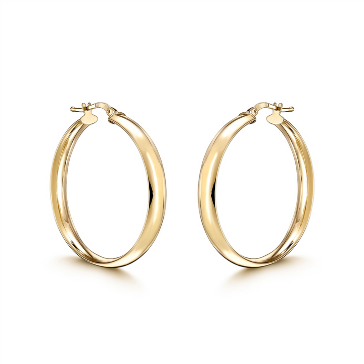 14K Yellow Gold Flat Hoops (30x5mm)