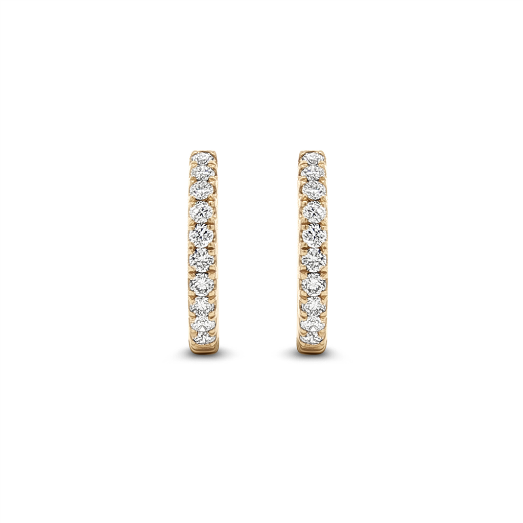 14K Yellow Gold Natural Diamond Huggie Earrings – 12 × 1.8mm, approx. 0.24 CTW, 1.55g